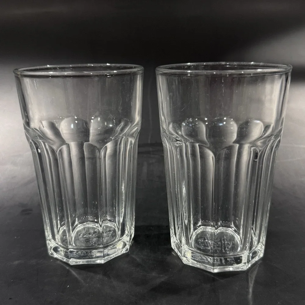Ikea 12oz Pokal Clear Panel Glass Drinking Tumbler Pair Item No‎ 22950 France